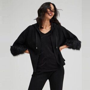 Chico's Luxe Cashmere Blend Faux Fur Sweater Size 1 US Medium